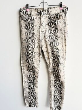 Zara Kids Snake-Print Skinny Jeans in Cream and Black